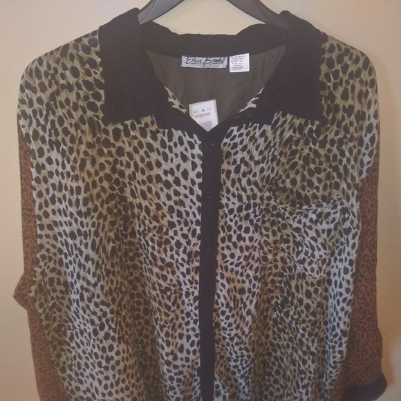 Mixed Animal Print Sheer Blouse - Picture 3 of 8